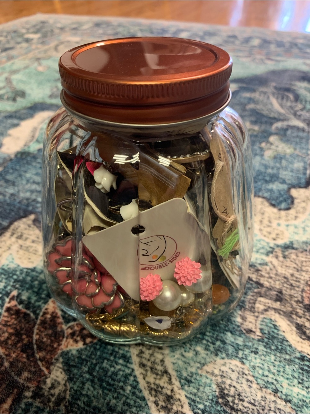 Jewelry Jar Mystery y2k 2010 Glass Jar with Gold Lid NEW boho